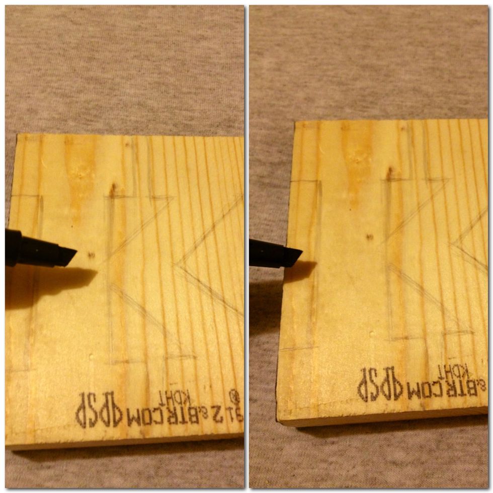 Once u have your letter sketched out u have the option of either coloring in the inside or outside of letter. It's your choice. I chose the outside for this guide
