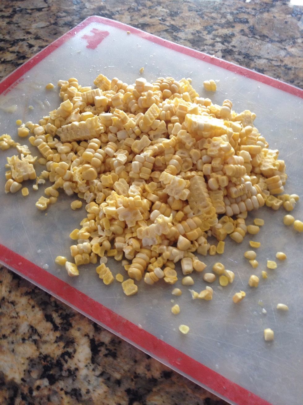 Once veggies are close to the 10 minute mark, I add fresh corn. Two ears ..if you dont have fresh corn then add about 1 1/2 cup frozen at the end of cooking