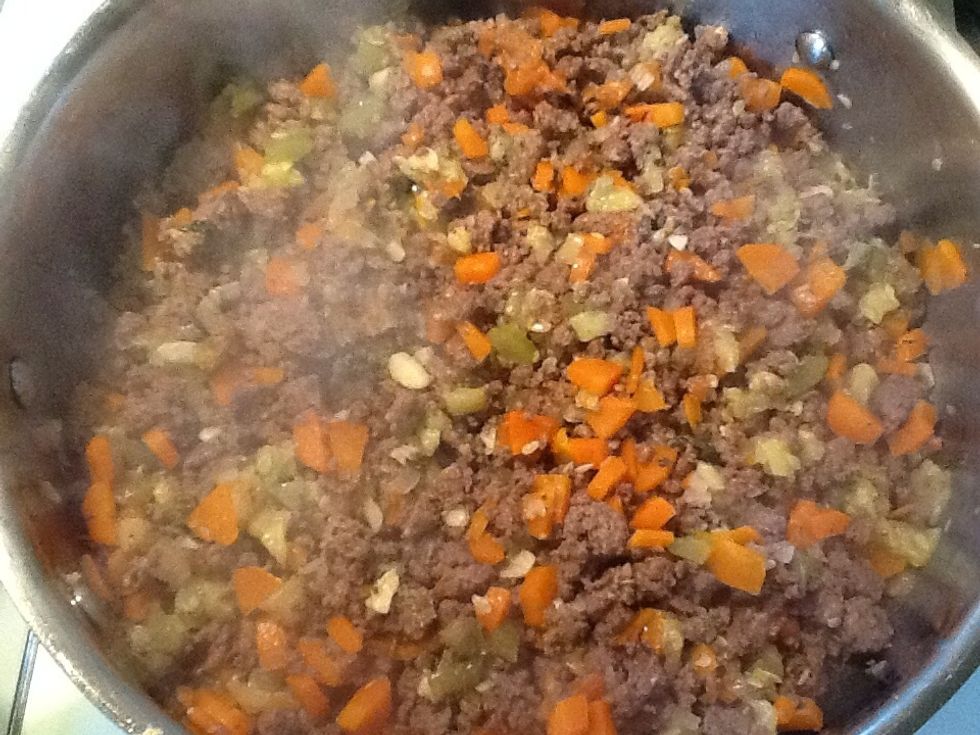 once veggies are soft, your mixture is ready for the rice.