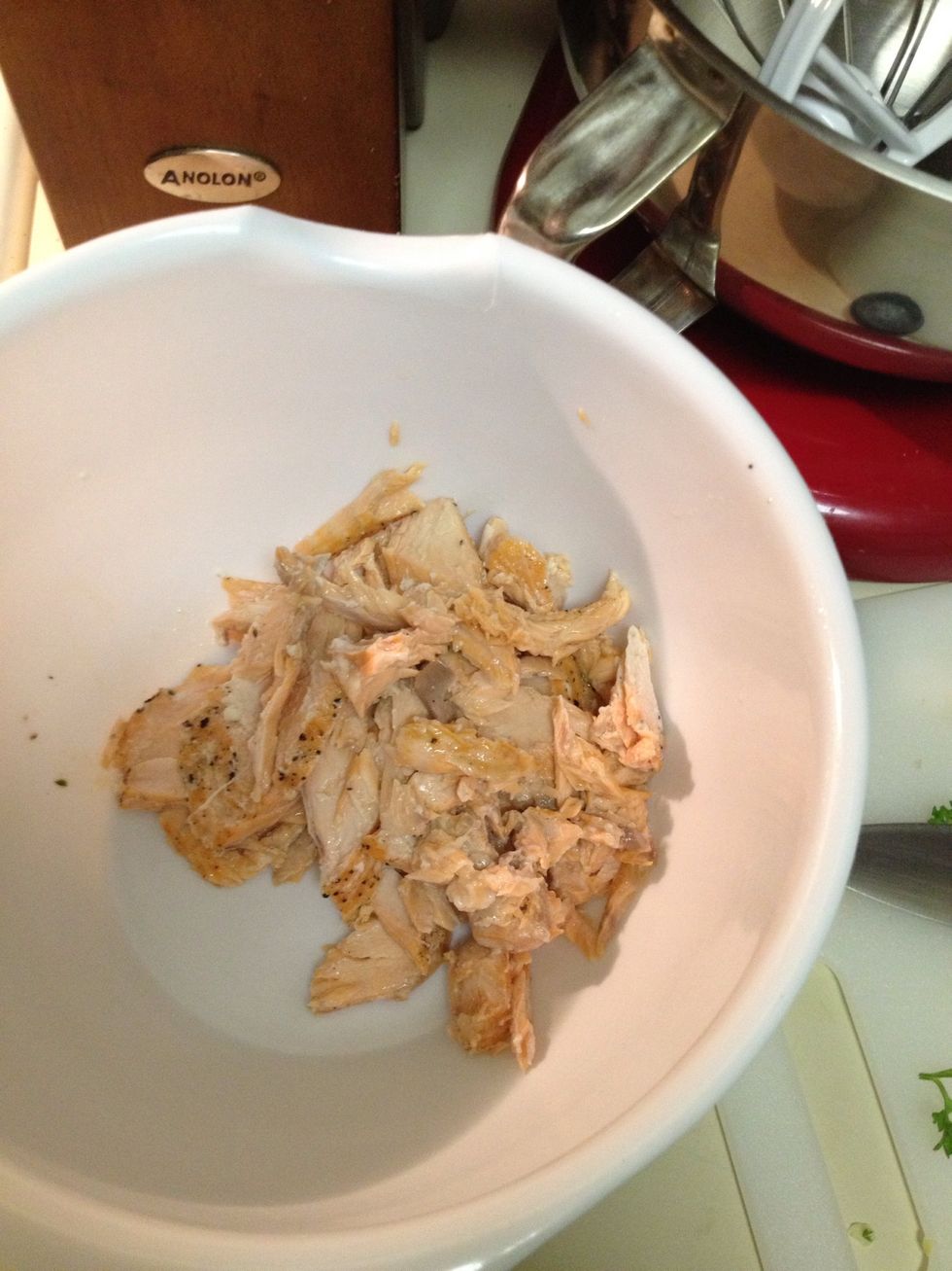 Once veggies have chilled in fridge as well flake salmon