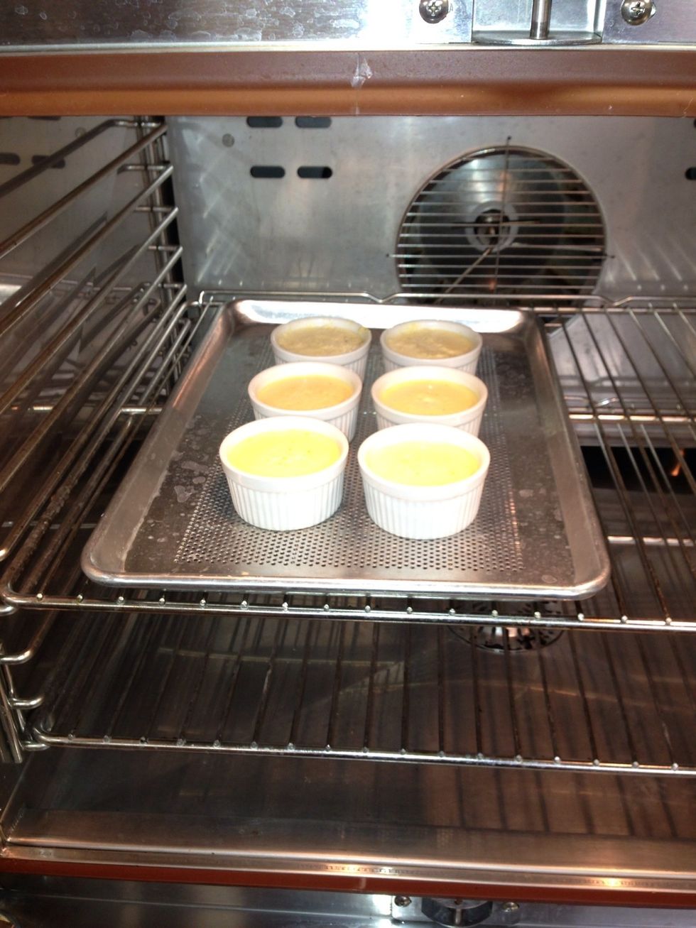 Once water is gone from top surface of set custard remove from Hydrovection Oven