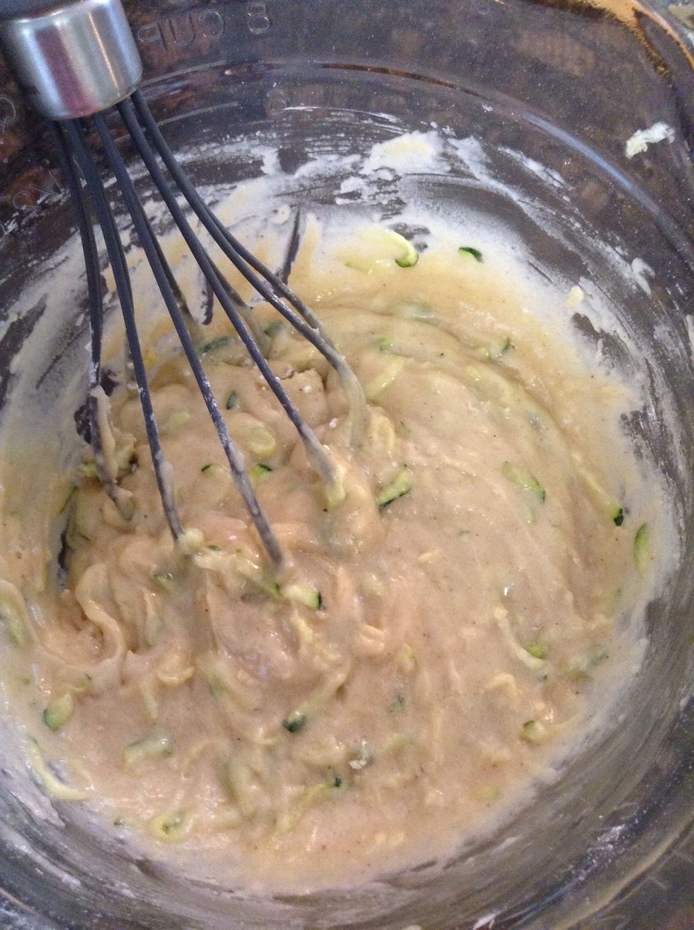 Once well mixed, it's ready for a large loaf pan.