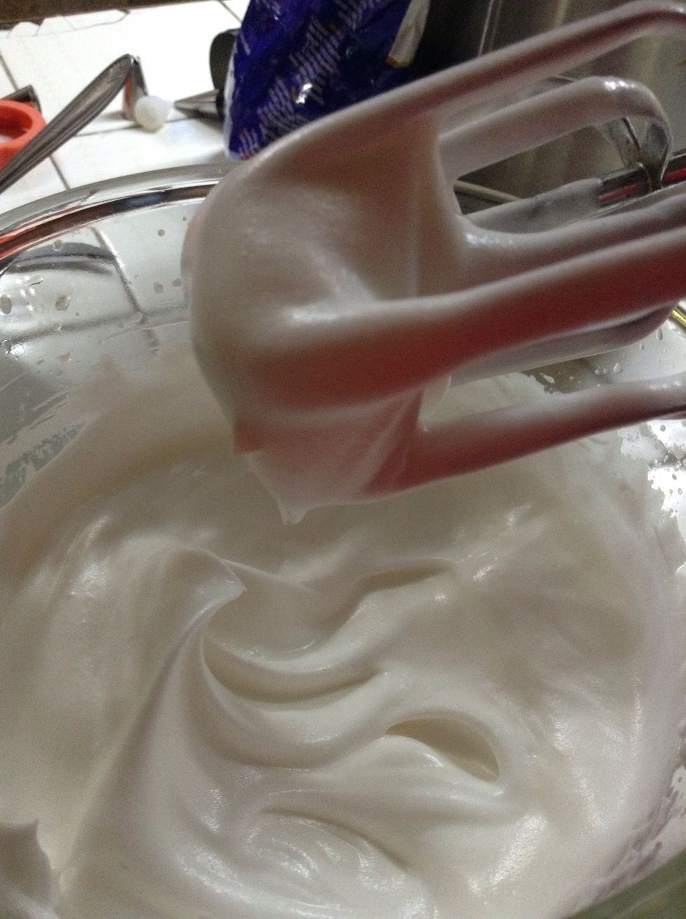 Once you achieve this texture where it doesn't drip, stop mixing.