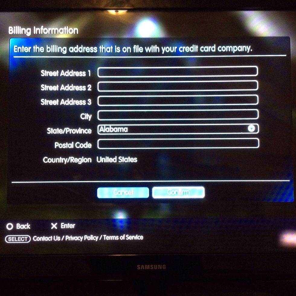 Once you are done, go down to the "confirm" and use your controller to press the "x" button on it.