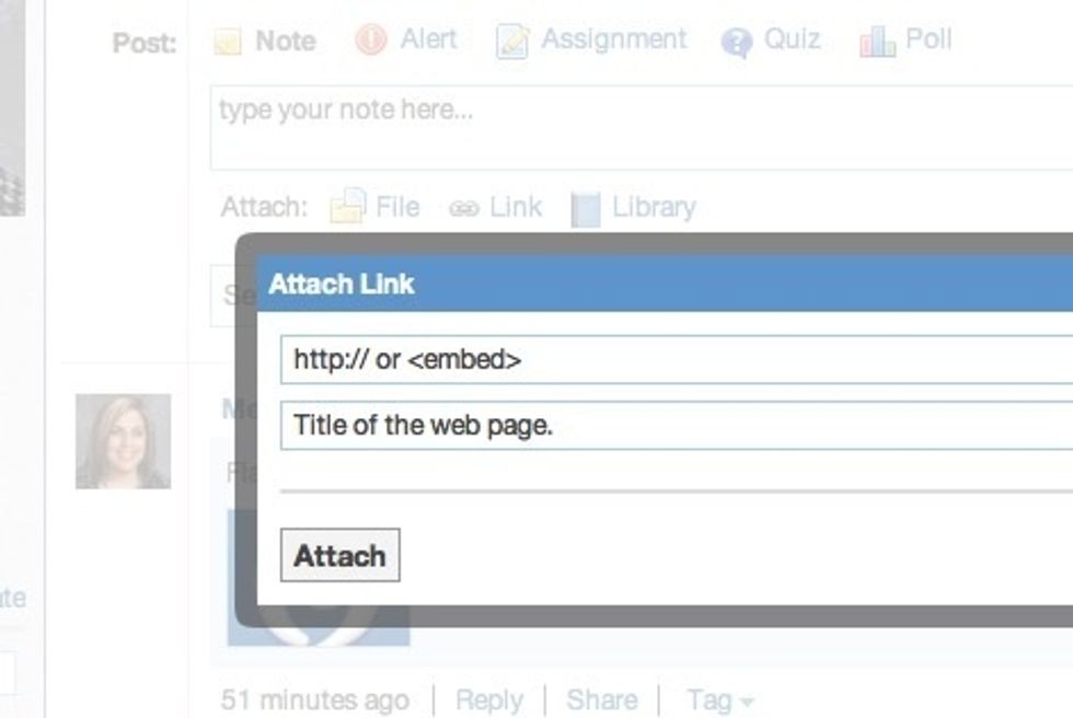 Once you click link, the option will come up to enter that embed code we copied earlier. You will need to paste the link here and give it a title.