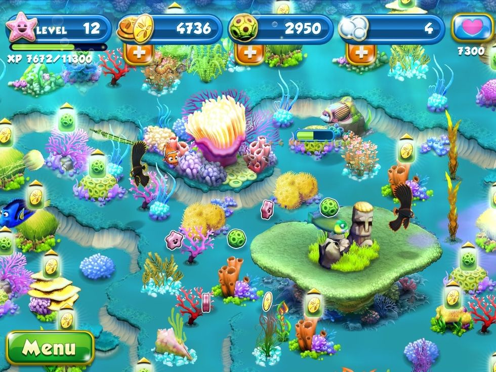 Once you click on them it will come up with the green bar for about 2 seconds then your algae/coins will be finished harvested.