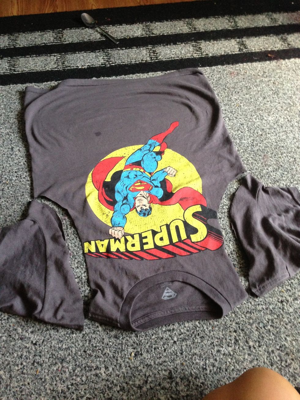 Once you cut off both sleeves it should look like this.