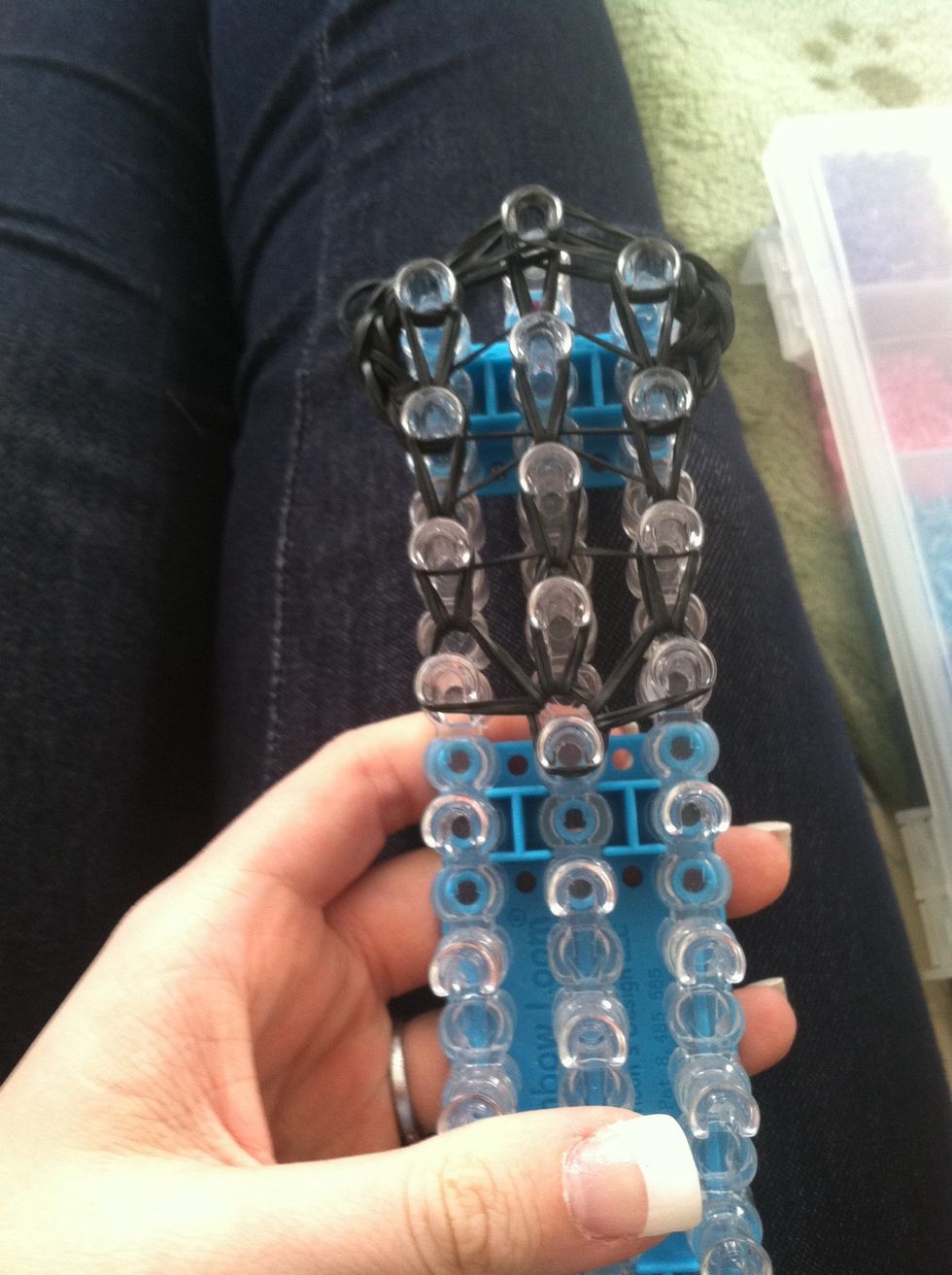 Once you get done with the left side it should look like this. Do the same thing to the right side.