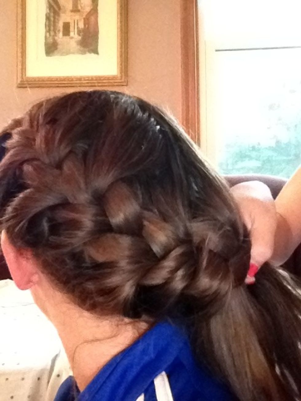 Once you get to here only take hair from the top to French into your braid, do not french the bottom part into your braid
