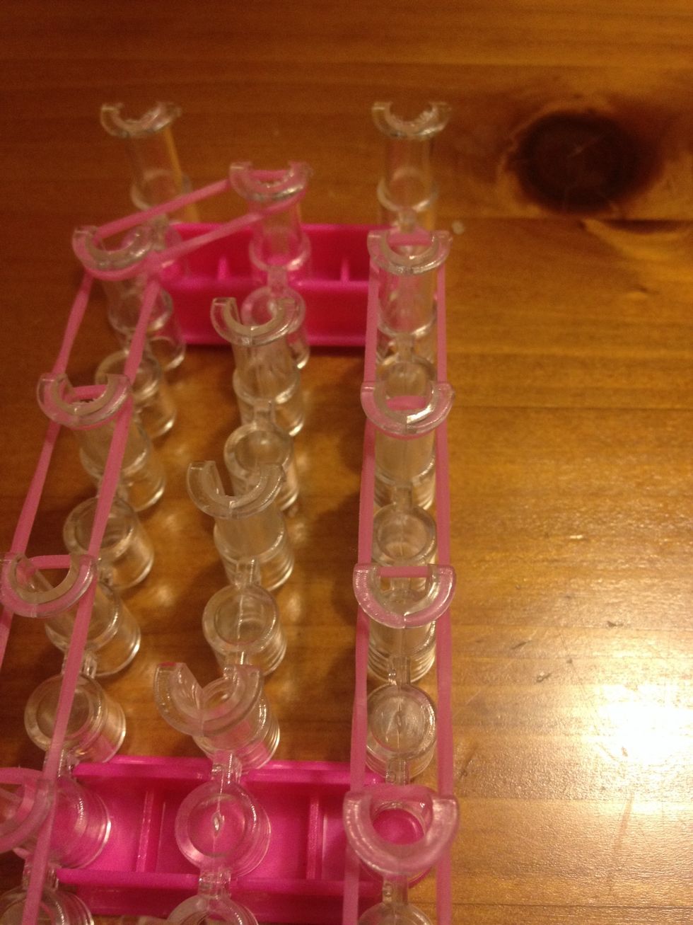 Once you get to second last pin on right side loop it and take it to the middle pin