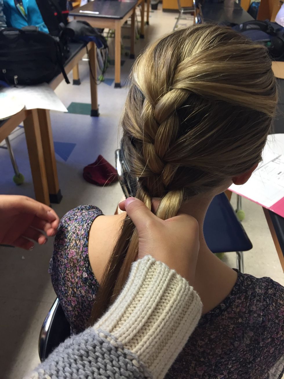 Once you have added all of the hair continue braiding as a normal braid