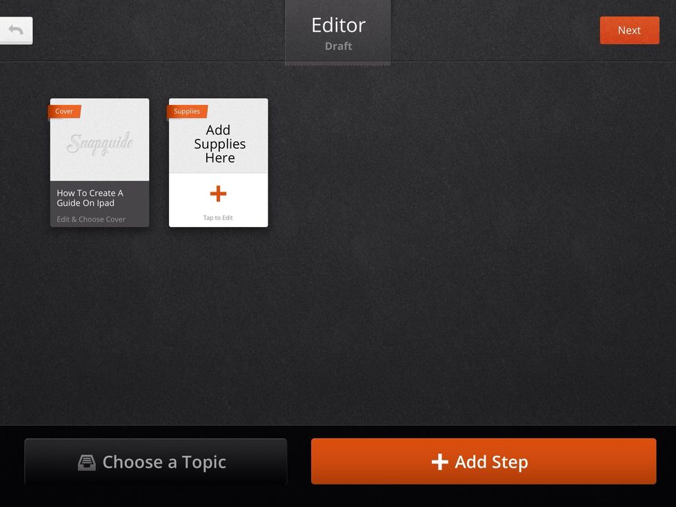 Once you have added your title and tapped next, you will be brought to this screen. This is where the guide making fun happens.