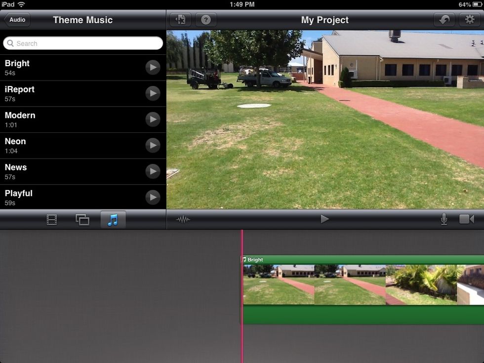 Once you have chosen the tune you want in your video, press it and it will go over your video