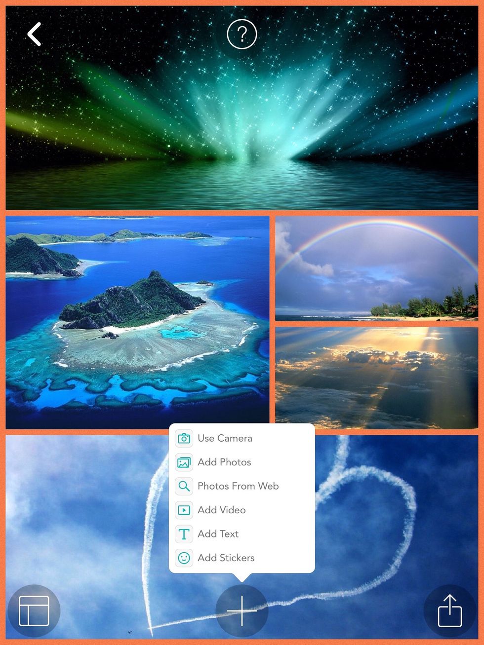 Once you have chosen your background if you want to add text click the text button. Also if you want stickers click the sticker button and choose the stickers you want.