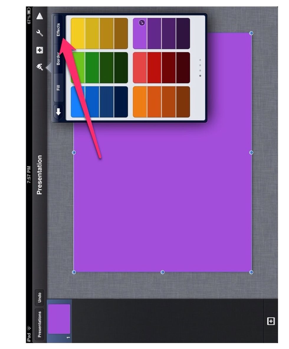 Once you have chosen your colour if you would like to change the strength of the colour click on effects , (still in style options)