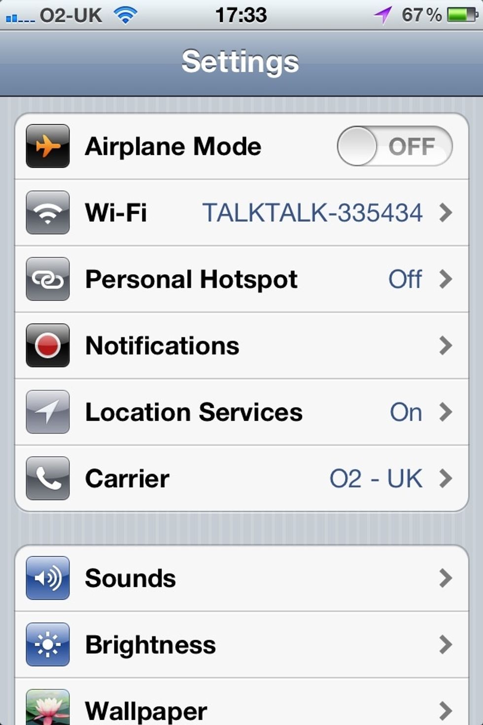 Once you have click Settings, there will be a list of options inside.