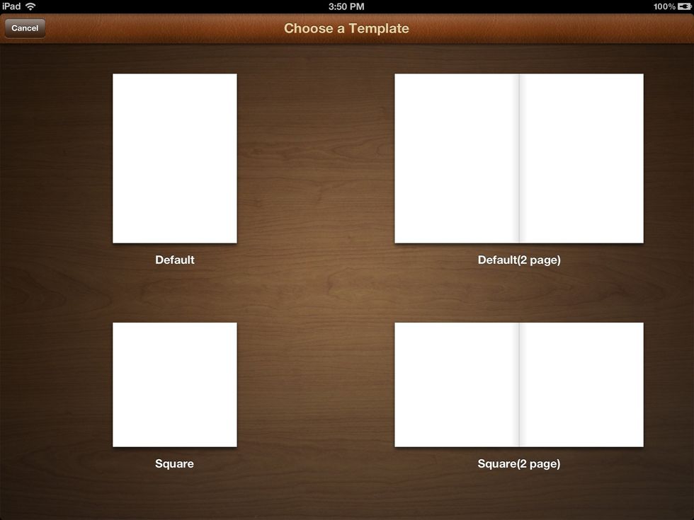 Once you have created a new book you have two options default book style or square book style.