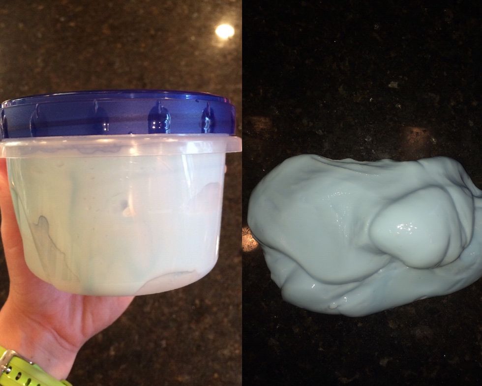 Once you have finished combining the slime then it is finished. For the storage of the slime store it in a air-tight container. Make sure to label and to keep out of reach of young children.
