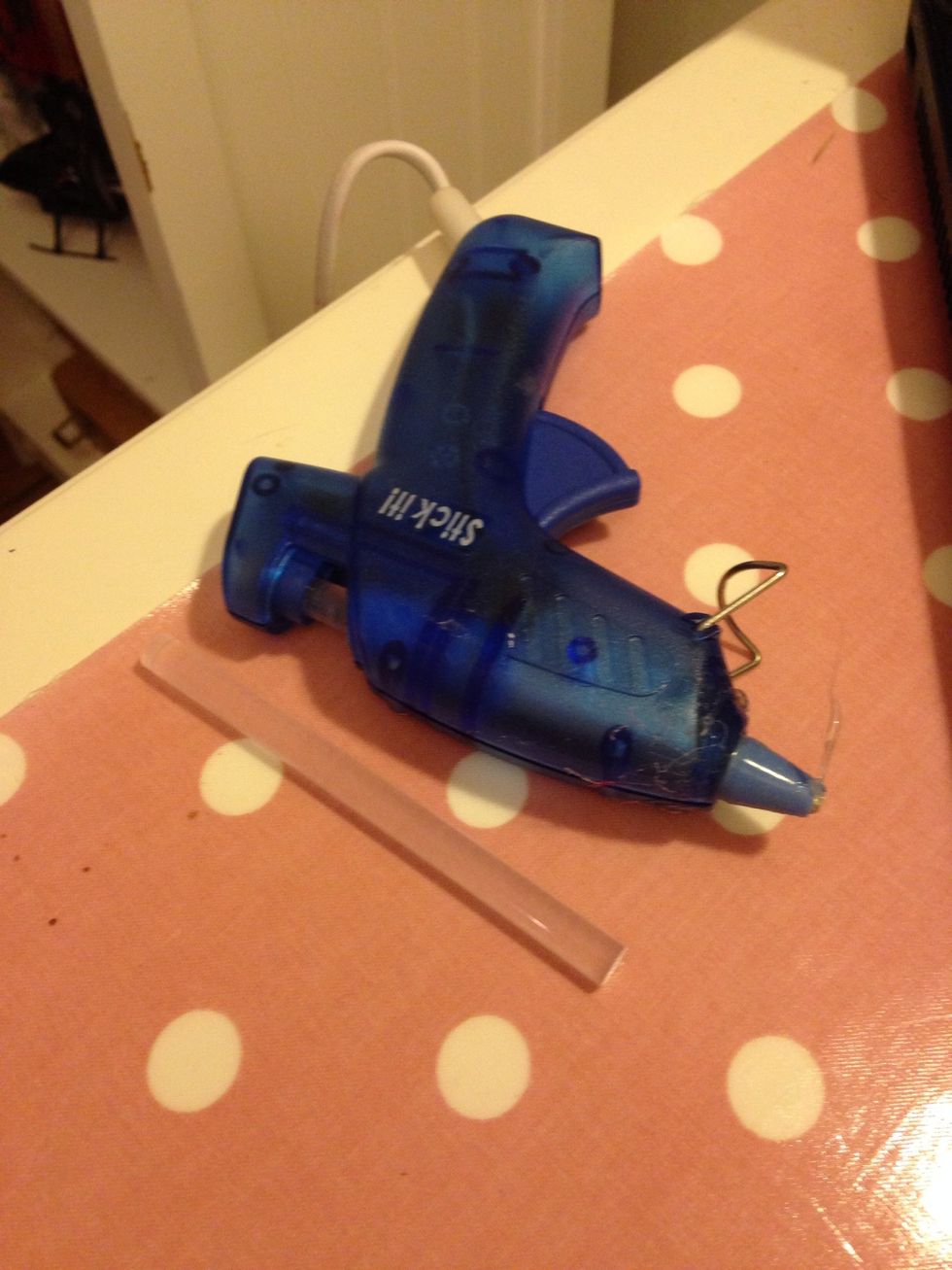 Once you have finished painting your lantern - turn on your hot glue gun