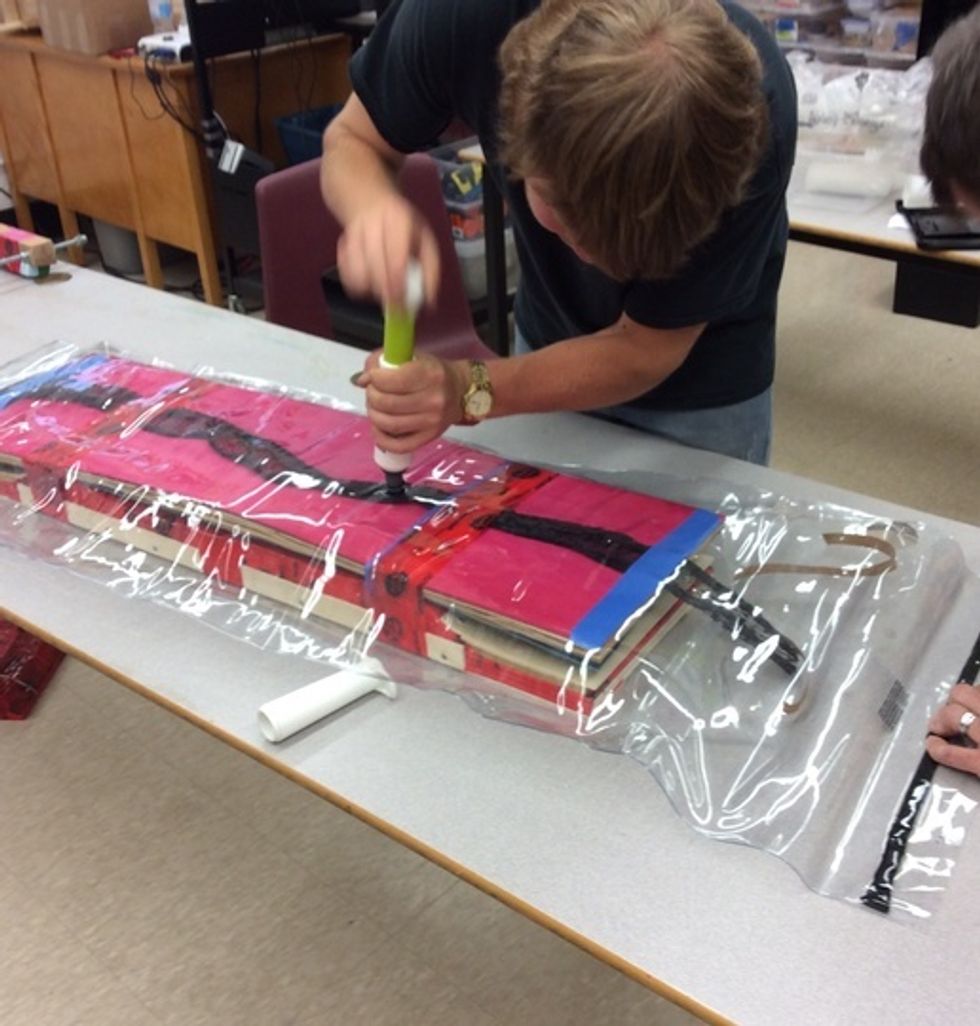 Once you have finished using the Super Pump, you can now uses the small pump and pump the bag until you hear the pump "click"