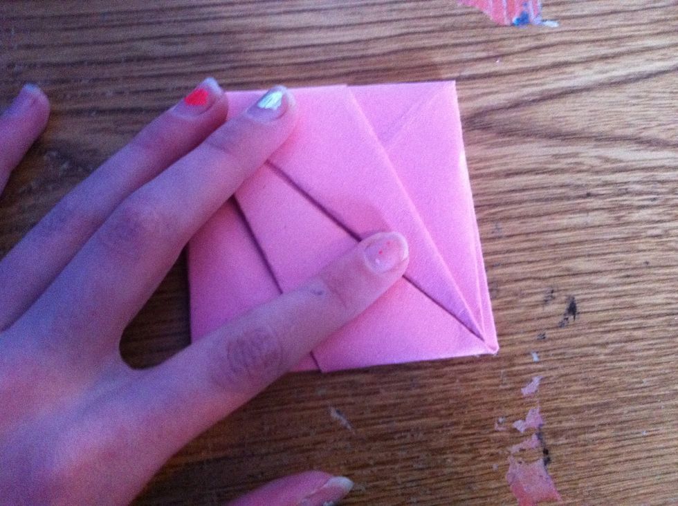 Once you have folded it to where it looks like this, let go.
