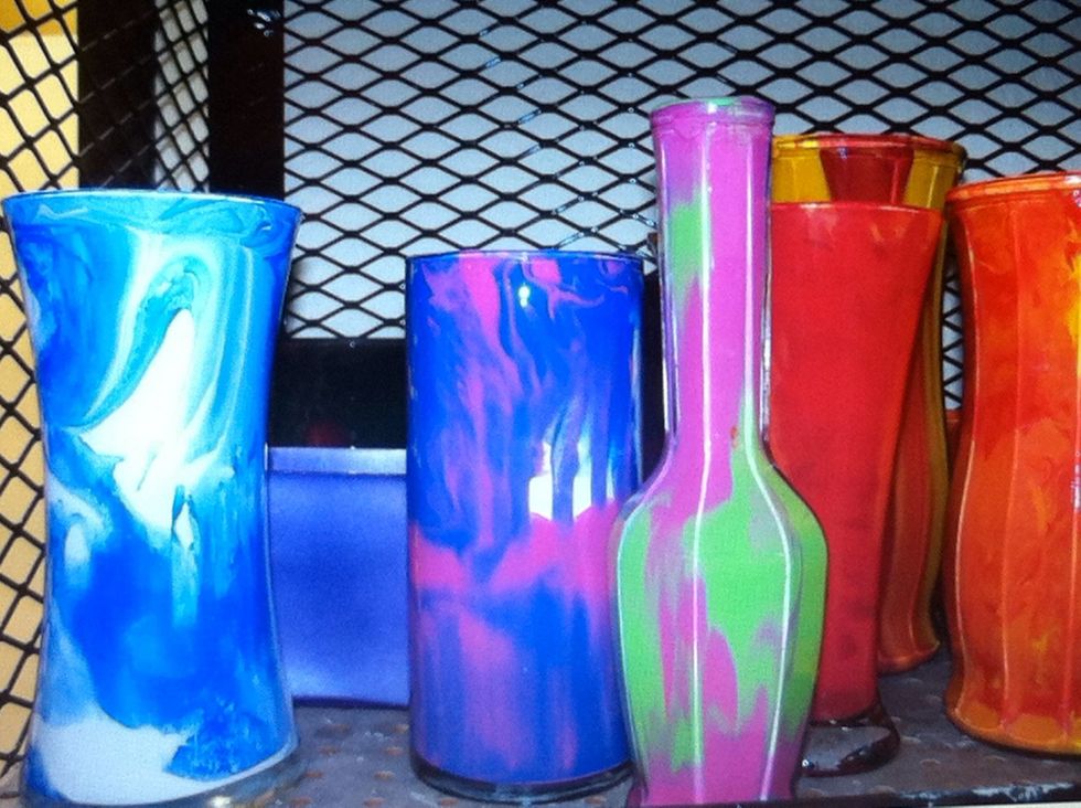 Once you have let the paint drip out, put them somewhere safe to hang out a couple of hours to settle.