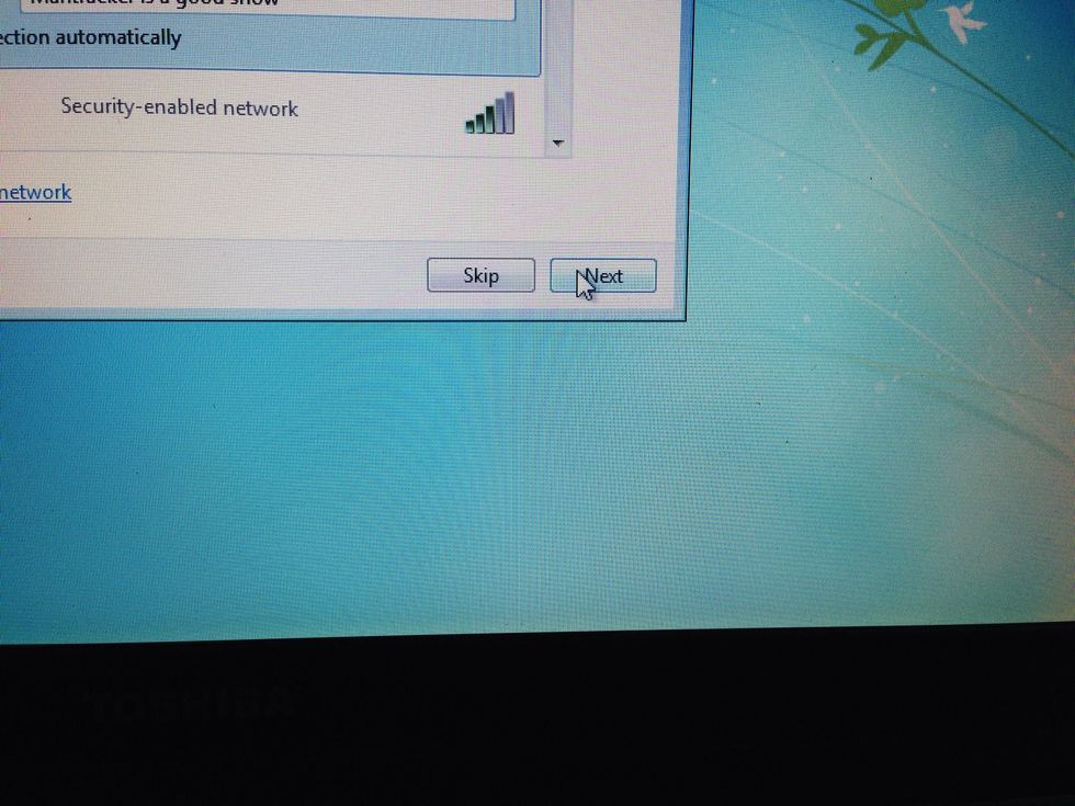 Once you have selected your network, left click the next button.