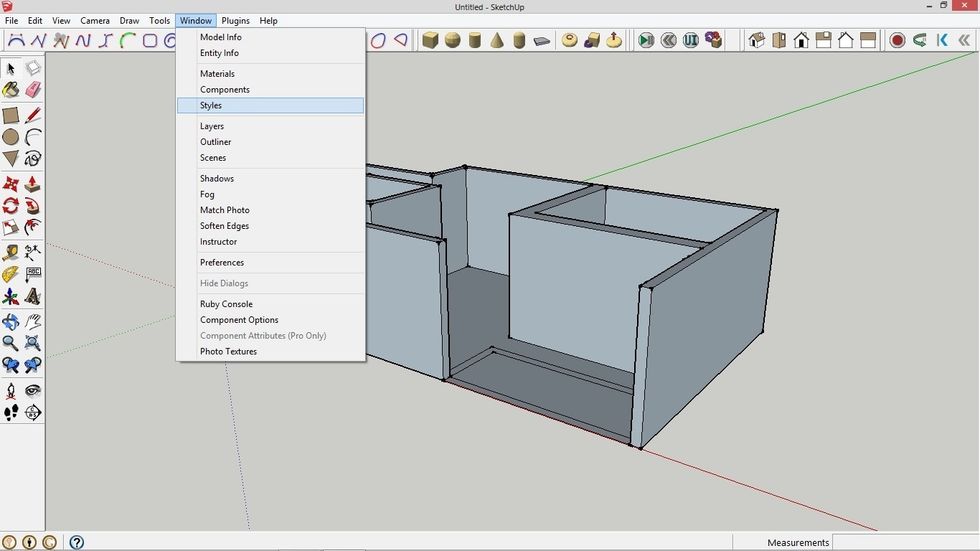 Once you have Sketched UP your sketch you can make it look like a 3d drawing. Go to WINDOW at the top and then to STYLES.