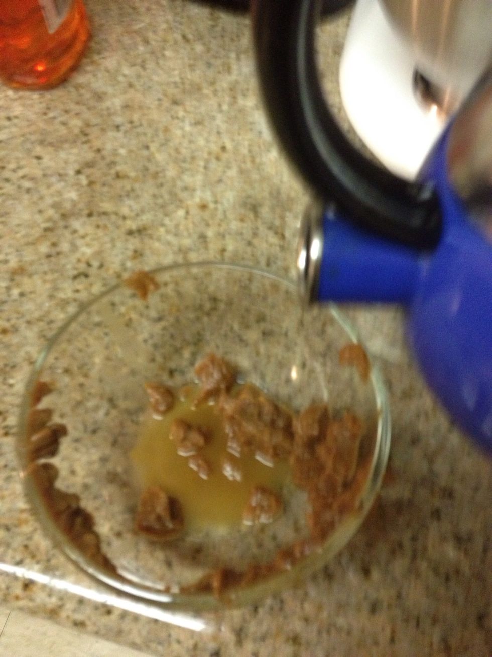 Once you have the thick pulp separated water it down slightly. I added maybe 1-2 tbsp of water.