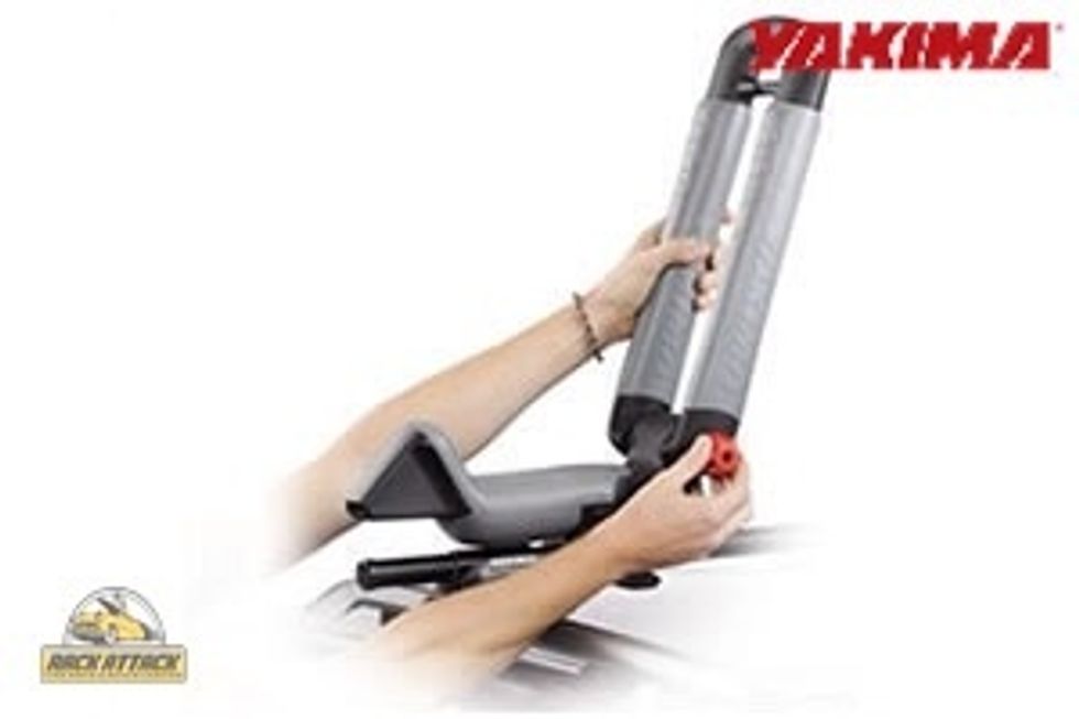 Once you have your BowDown installed, loosen the red knob and bring it to the upright position.  Secure the BowDown in the upright position by tightening the red knob.