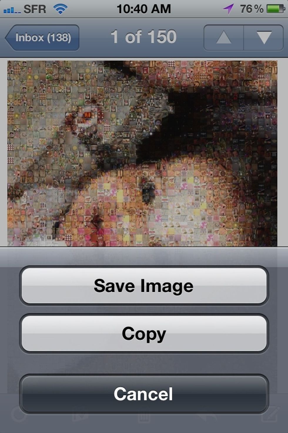 Once you open your email and click and hold the photo this will pop up click on Save image