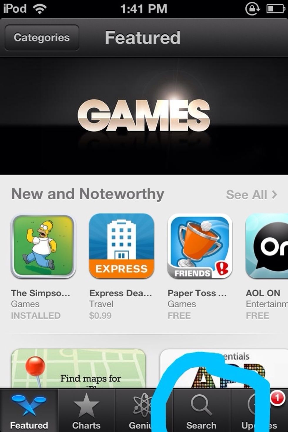 Once you opened App Store, click on (( Search ))