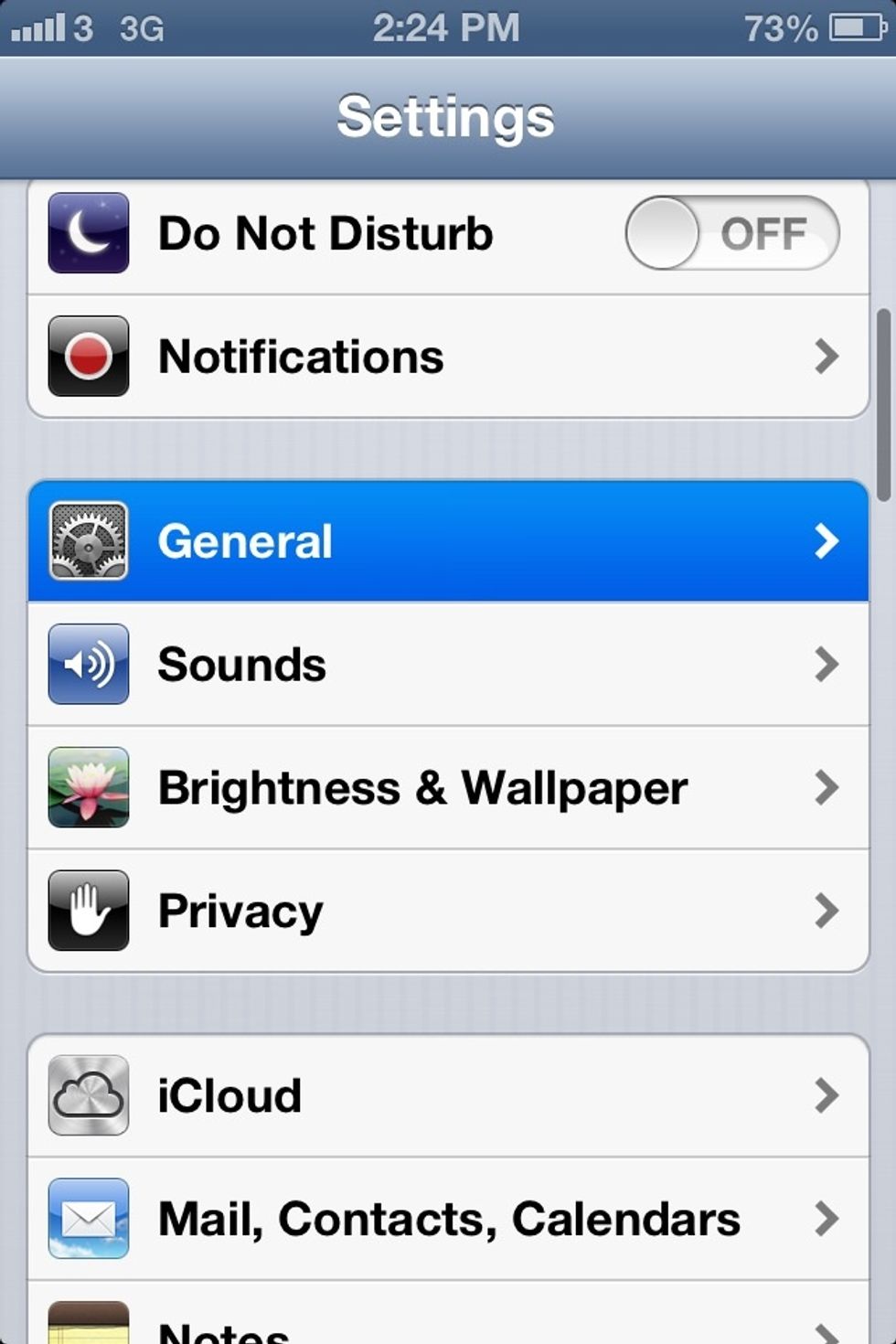 Once you opened settings, click general