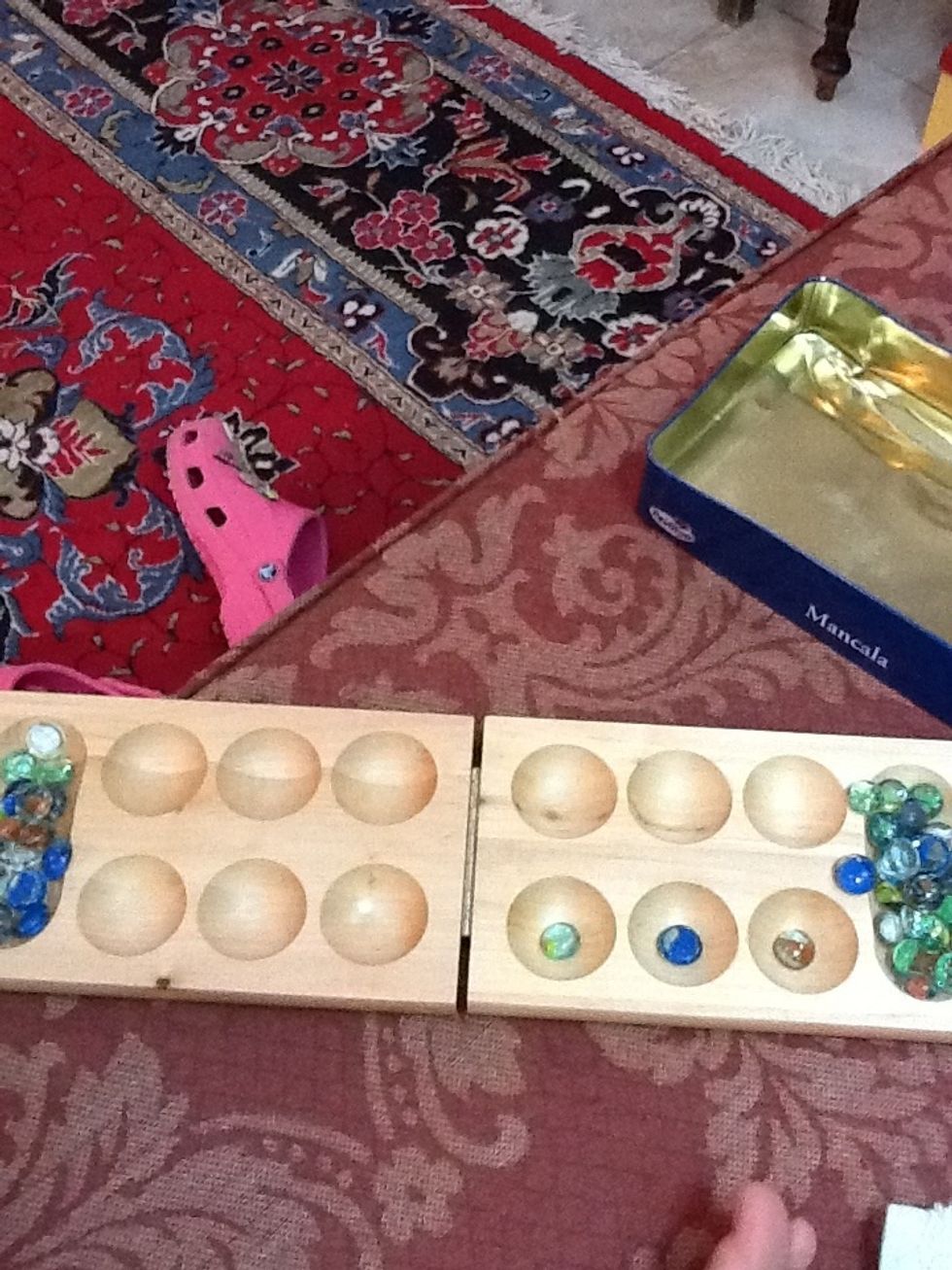Once you or your opponent run out of gemstones you count how many you have including the ones not in your house
