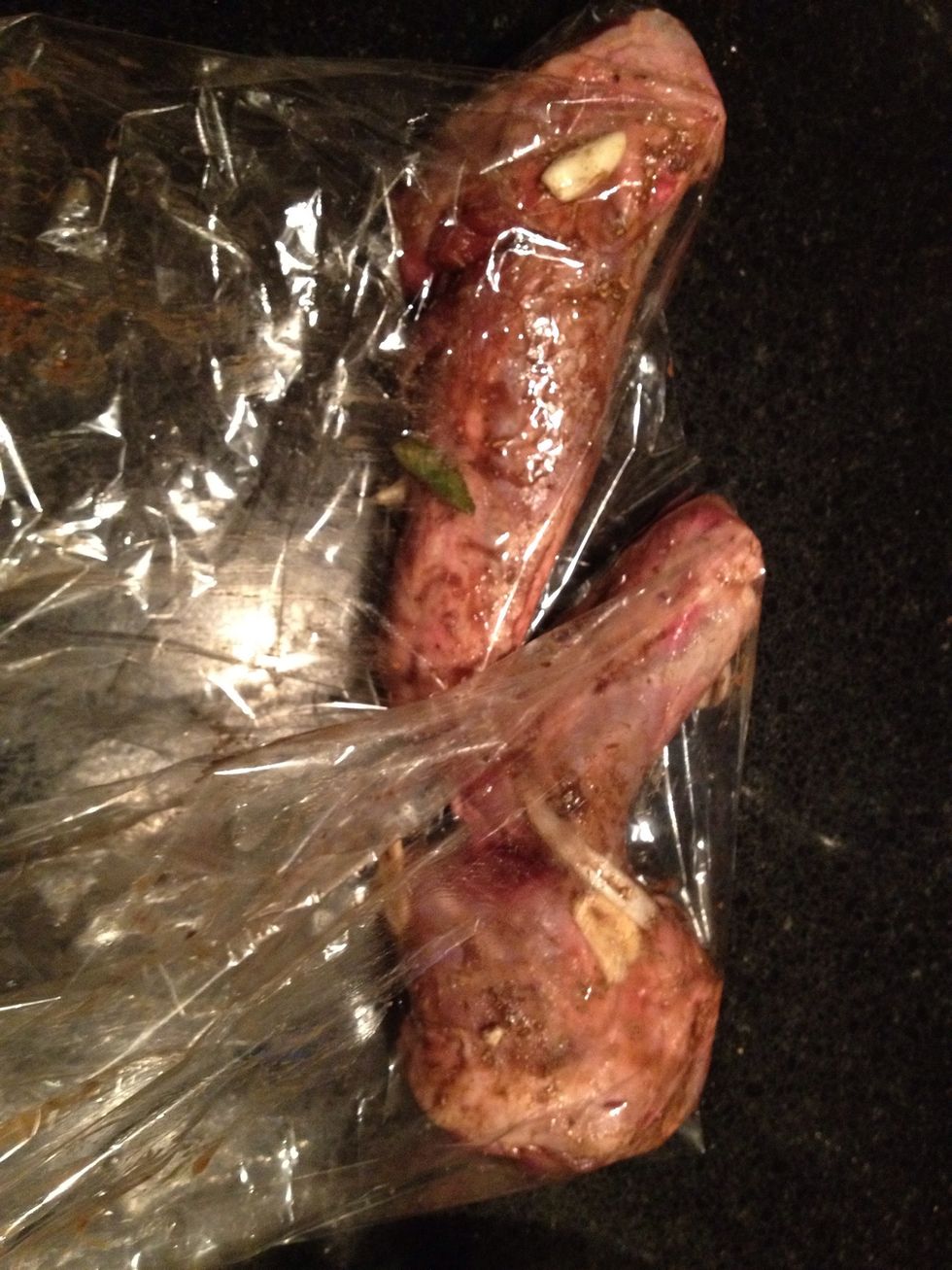 Once you place the lamb shanks in do the same with the veggies