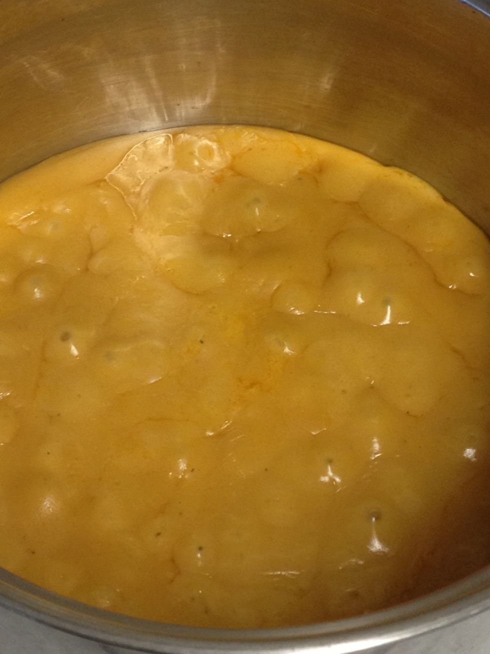 Once you poured your cheese sauce in a pan, set the temp to a low- high once it began to boil consecutive add 4 tbsp water just to smooth it not to thick but smootthh