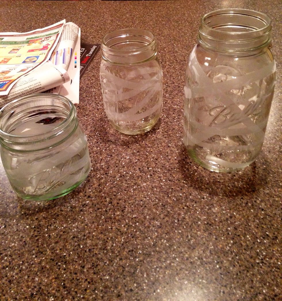 Once you put the tape on the jar you are ready to paint!