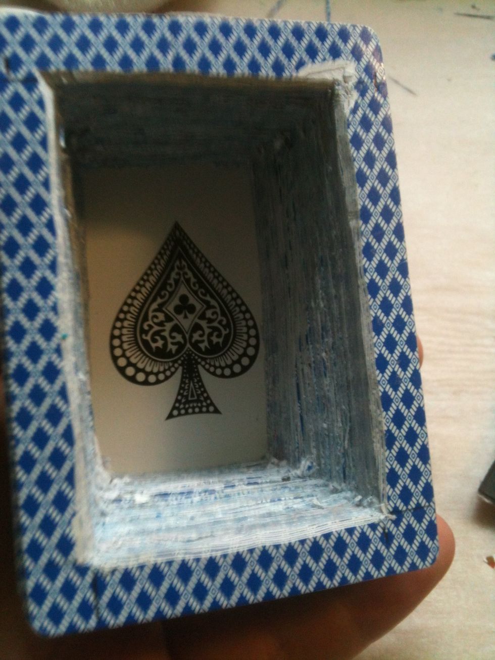 Once you're all the way through the big stack, glue the base onto the bottom.