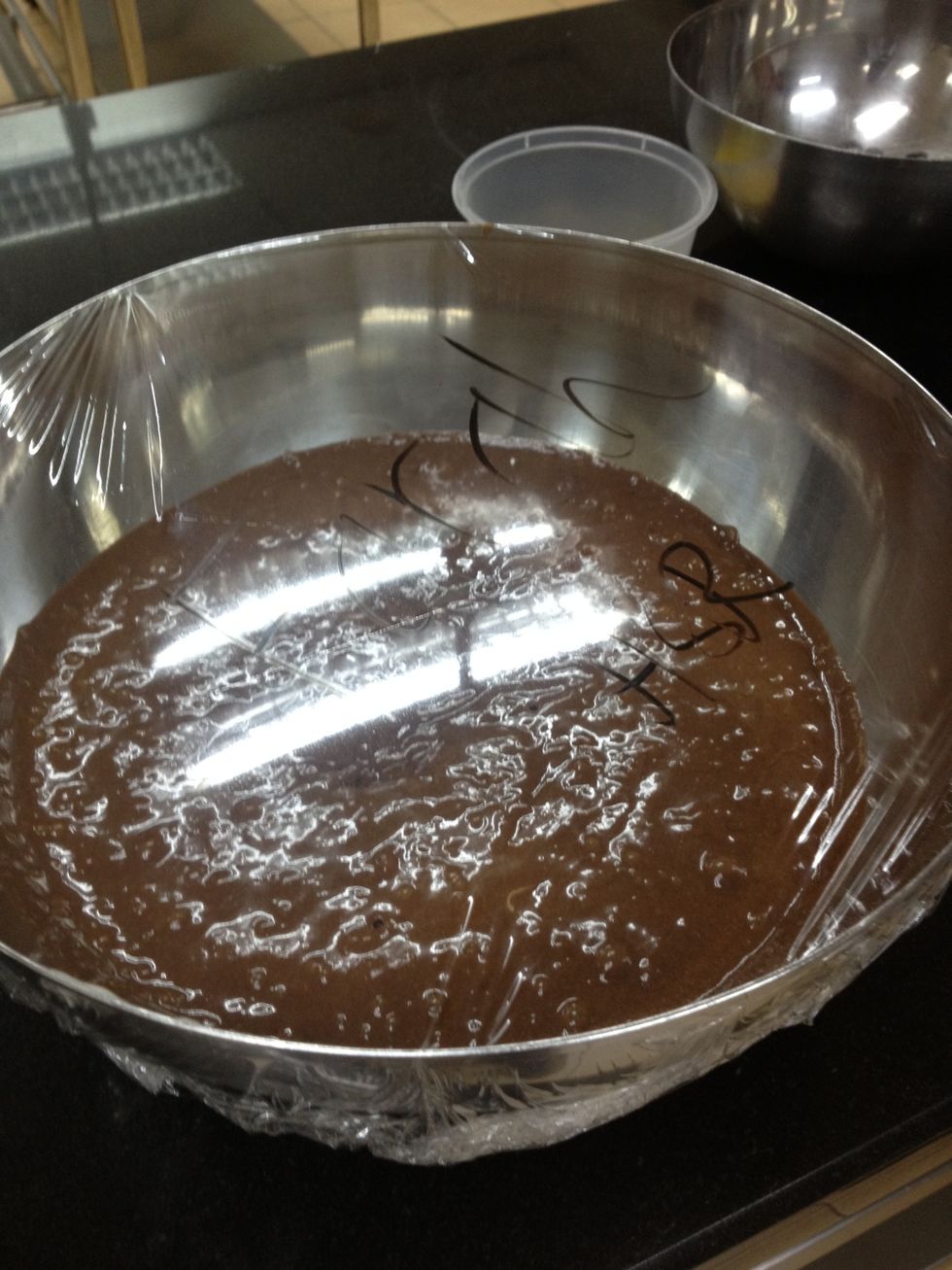 Once you're done, cover it with plastic wrap and chill it in the fridge for 1 hour.