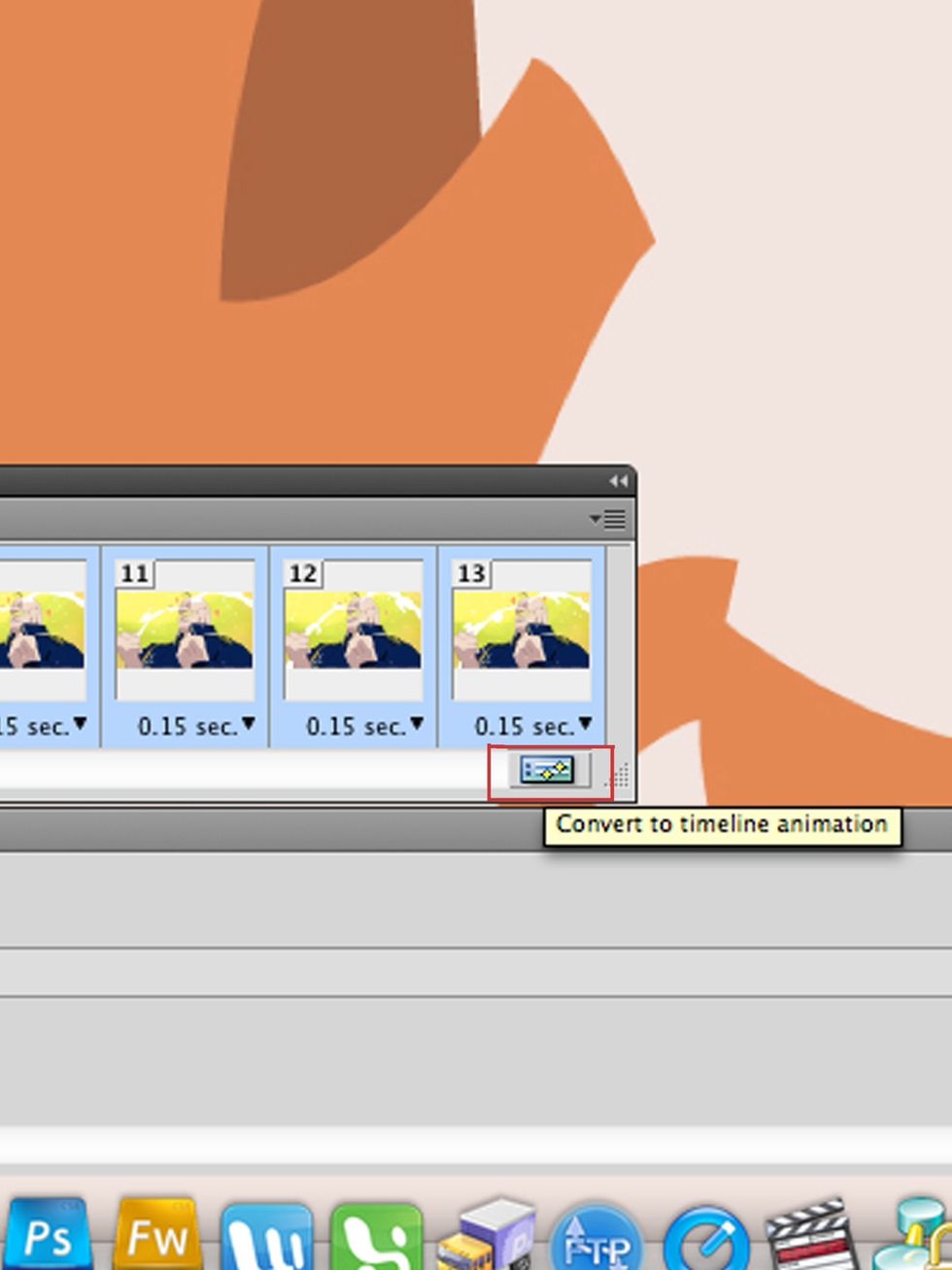 Once you're happy with the playback speed and the length of the video, click on the "Convert to Timeline Animation" button. For a 500px GIF 13 frames are recommended to keep it under 1 MB.