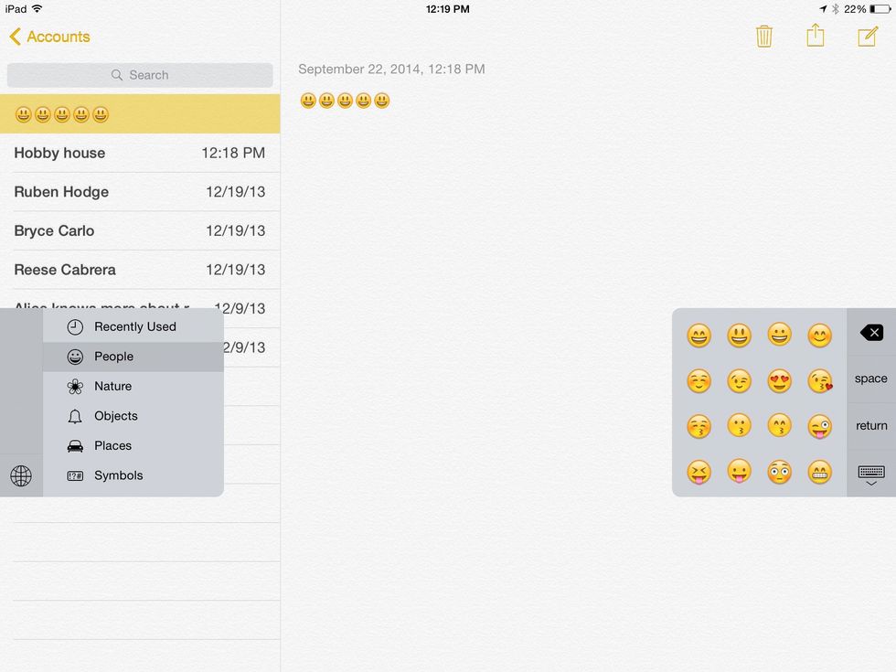once you release your finger your keyboard will split into two halves so you can hold your iPad with both hands and still type.