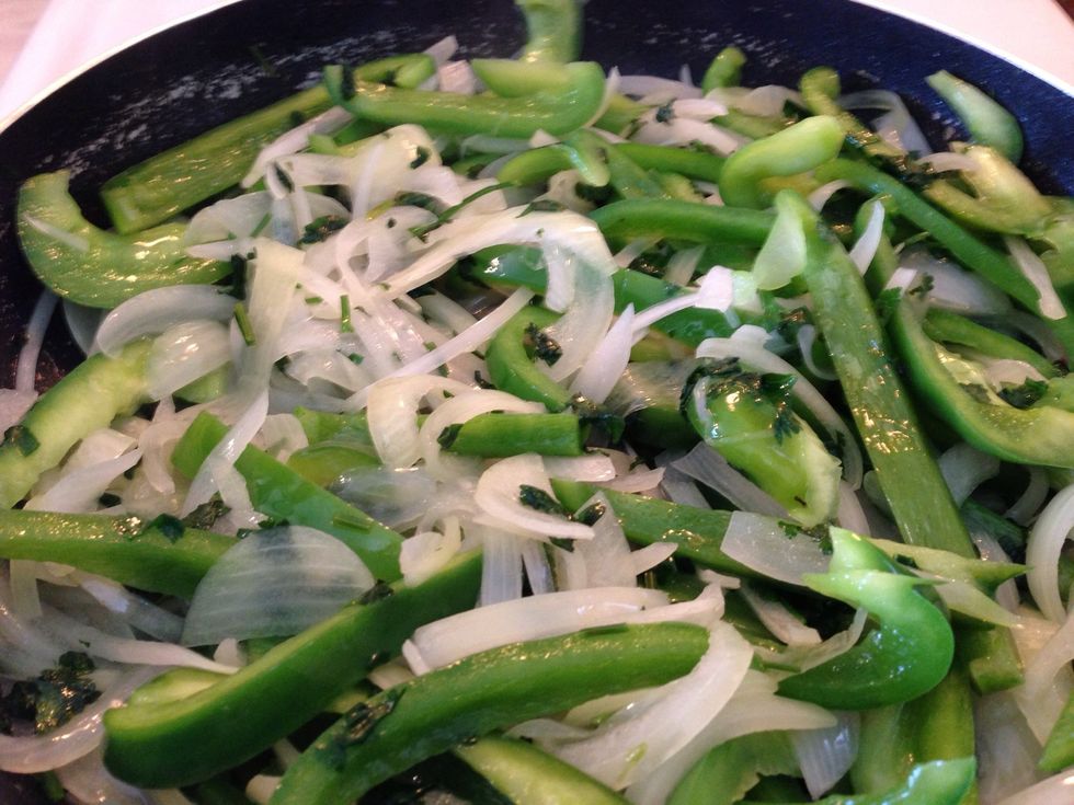Once you saut\u00e9 your vegetables add the salsa de pato....