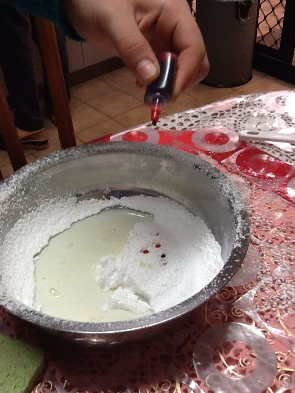 Once you've added the yellow you have to add 4 drops of red food colouring.