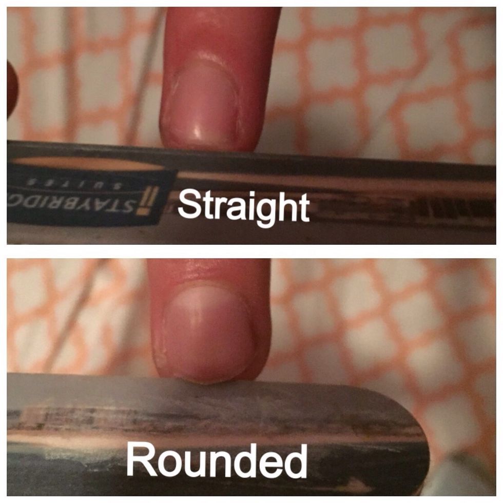 Once you've cut them with the nail clippers, use your nail file to smooth out the edges of your nails. You can shape them either straight or rounded or whatever suits you.