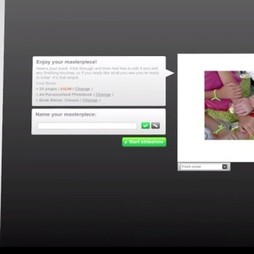 Once you've dragged all of your photos into your Photobook, view the slideshow to ensure you're happy. Then you can name your masterpiece