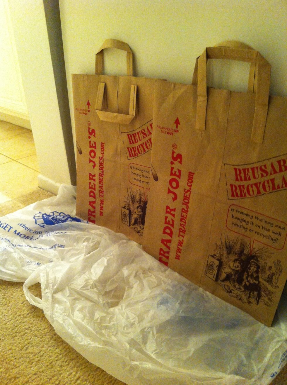 Once you've found your spot, set up the newspapers and grocery bags along the wall (this will prevent any splatters, trust me there will be some!) Be sure to put some against the wall as well.