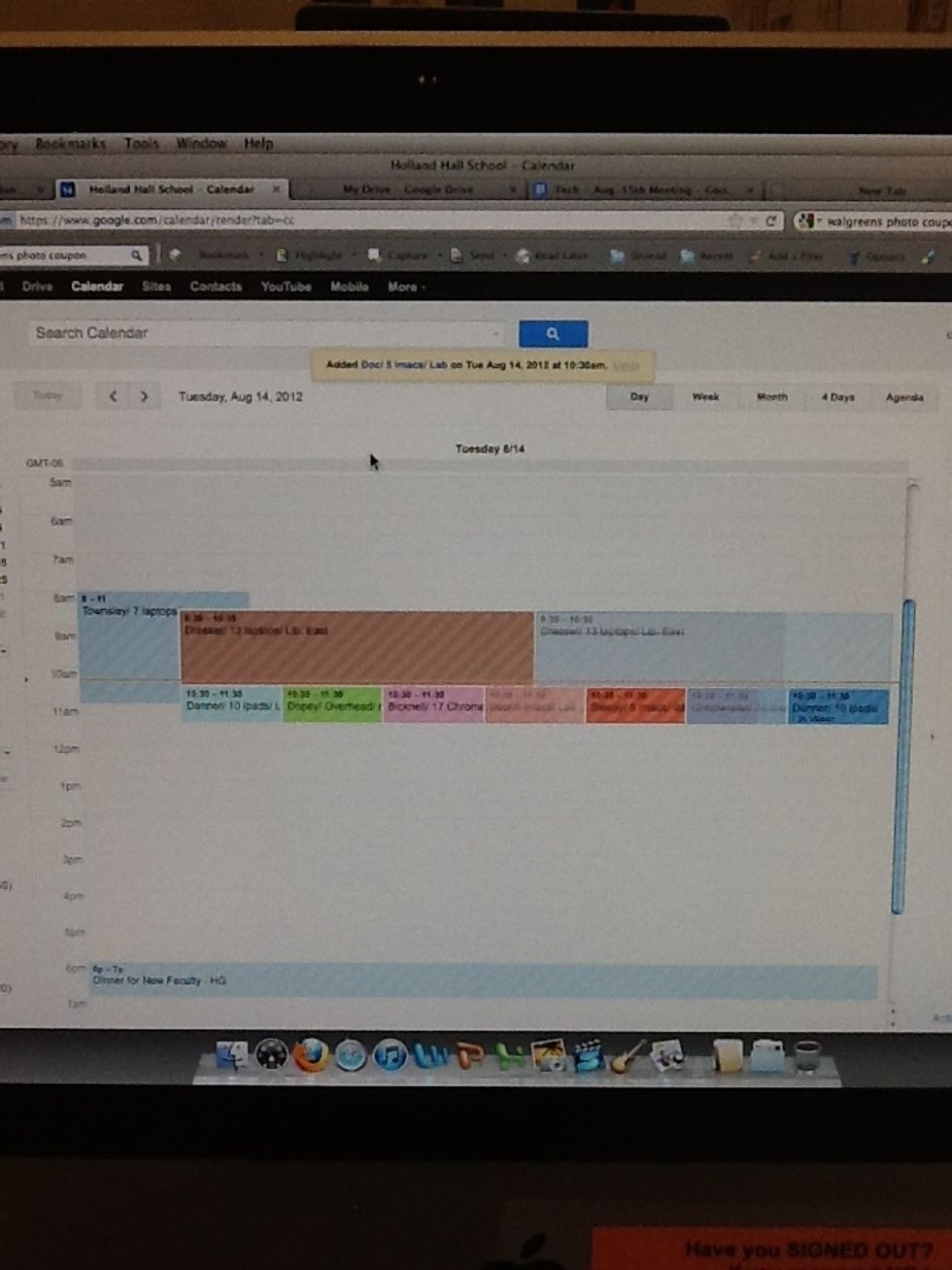 Once you've opened the day, you will see all the reservations for that day.