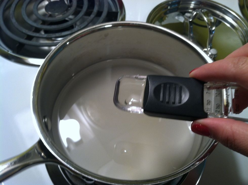 Once you've removed pan from heat you can add flavor extract.  I used almond but you can use whatever you like and however much you like to your taste.
