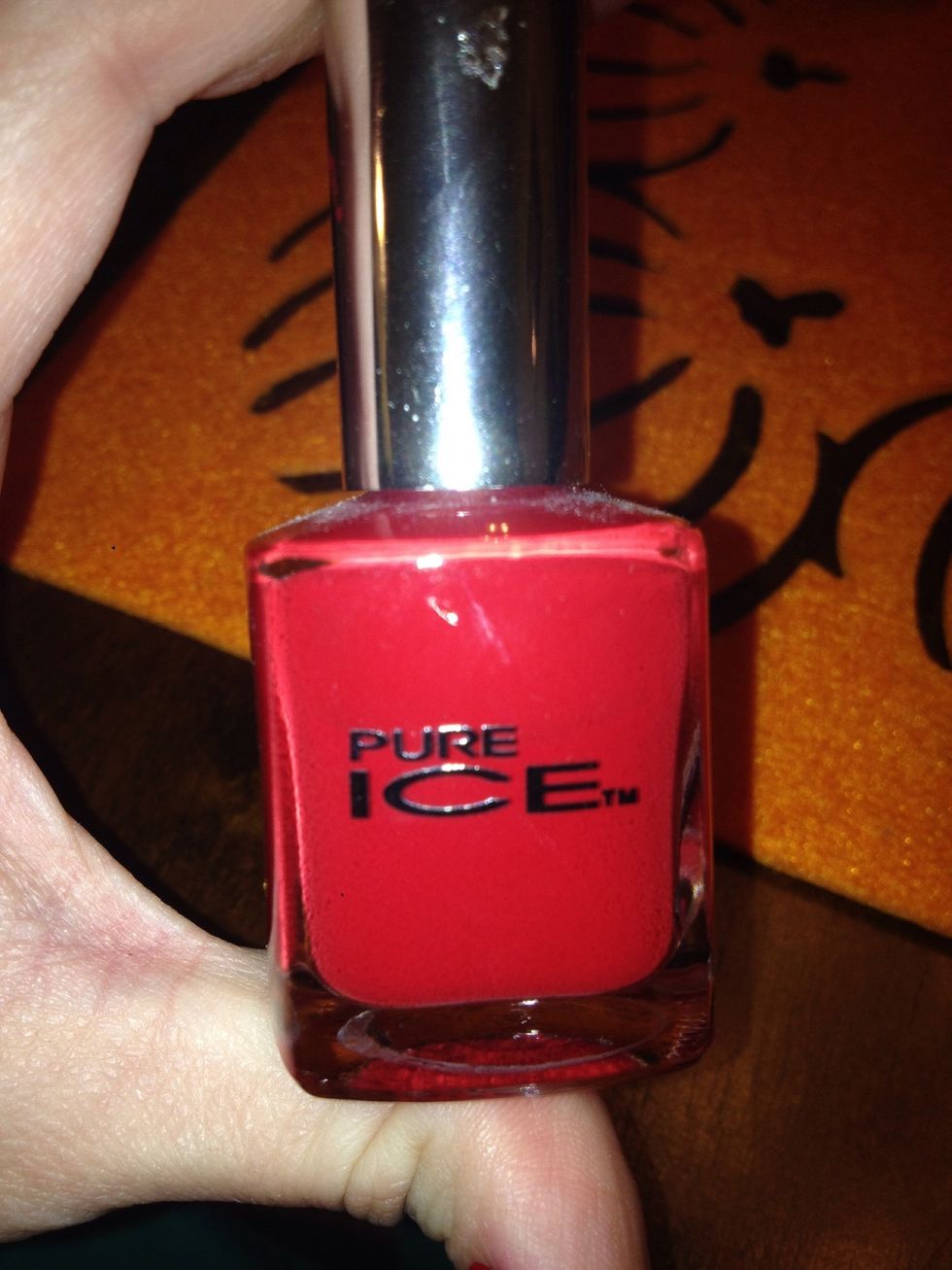 Once your base has completely dried, take your first color (mine is red) and apply it to the entire nail