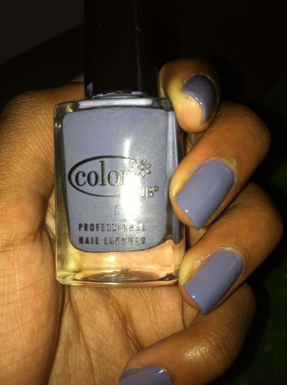 Once your basecoat is dry, apply your basecolor.I'm using a dusty gray purple from color club